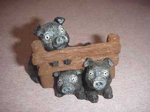 Hand Painted Pigs Figurine